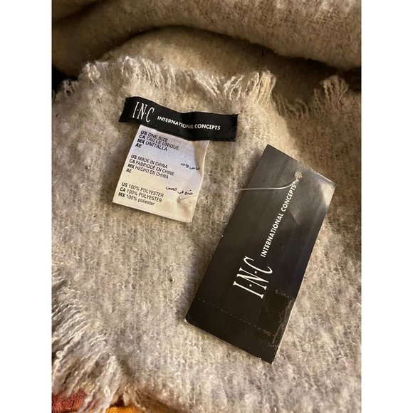 I.N.C. Faux Pearl Embellished Boucle Bias Scarf (981) - Picture 3 of 4